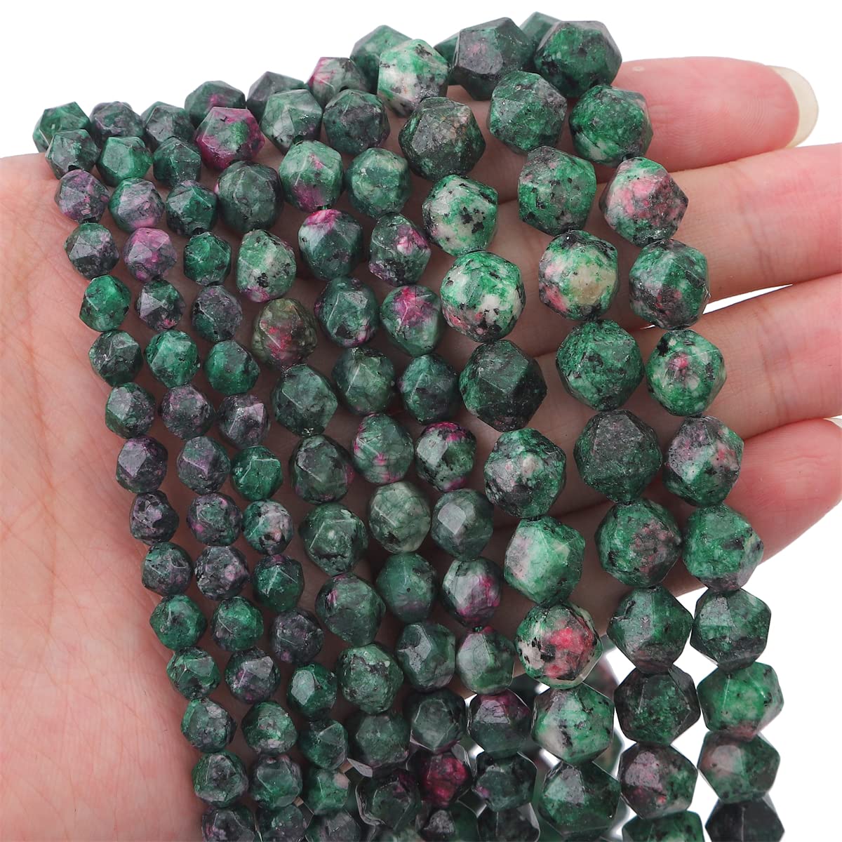 BEADIA Faceted Natural Zoisite Stone Round Beads 6mm 36cm/Strand for Jewelry Making