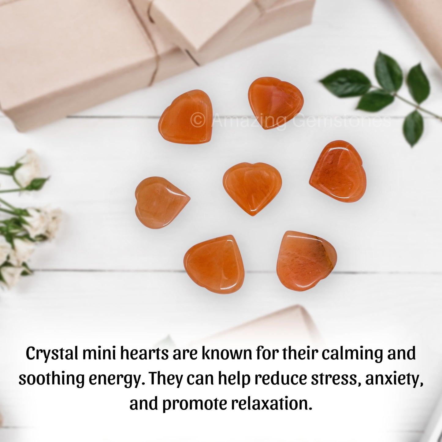 Amazing Gemstone Red Aventurine Stone Heart - Pack of 2 Crystal Heart Stones Rocks - Corazones De Piedra Crystals and Healing Stones Heart Shaped Crystal - Stocking Stuffers Gifts