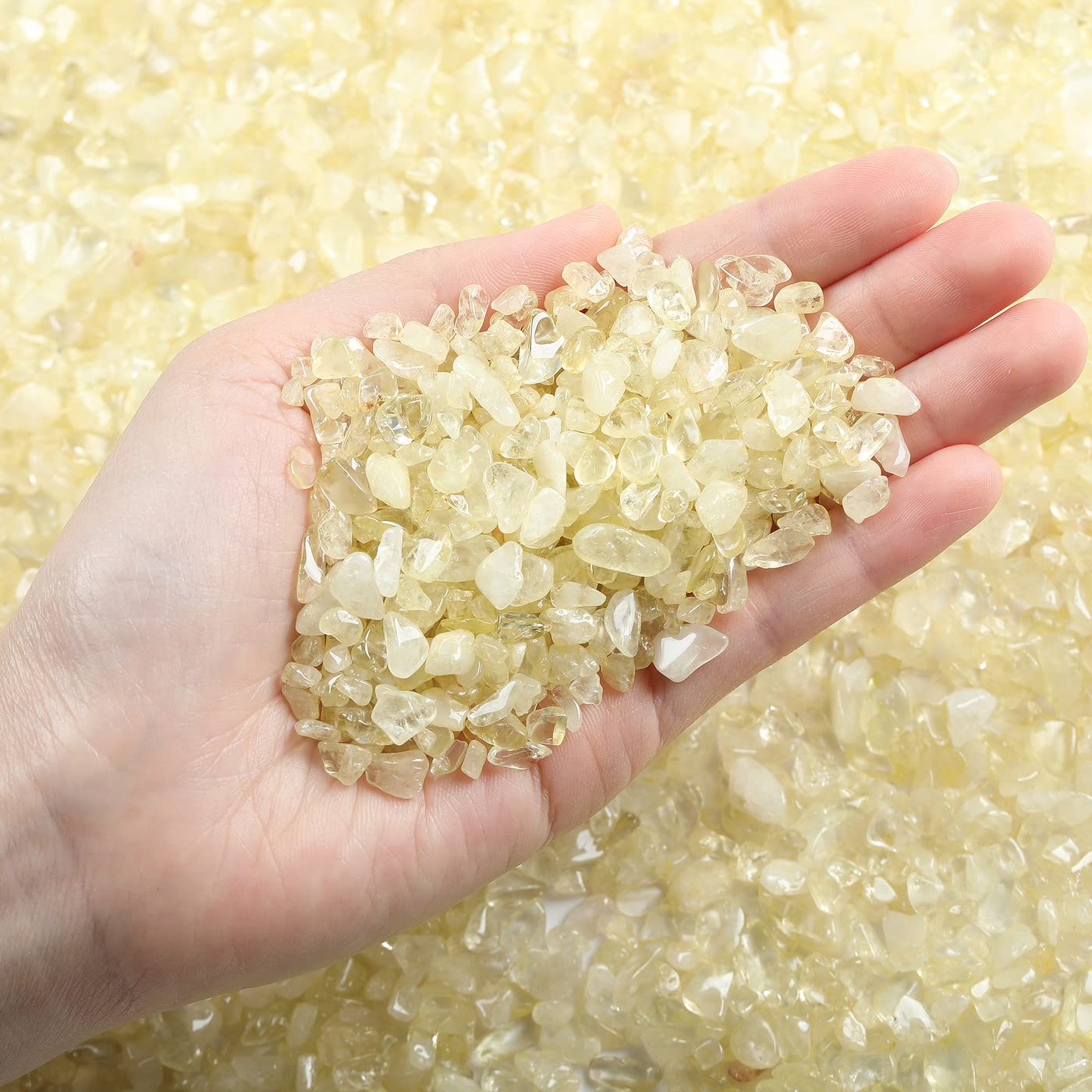 LAIDANLA Crushed Stone Crystal Chips Citrine Bulk Natural Gemstones Healing Reiki Crystals Mini Quartz Vase Filler Aquarium Gravel 100g
