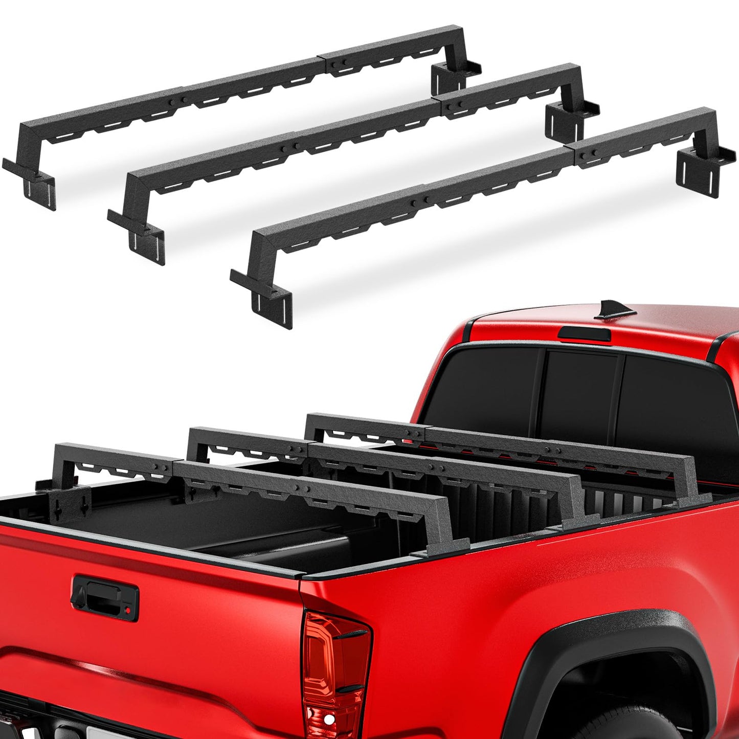 YZONA Truck Bed Rack 55.7”-66” Adjustable Cross Bar Compatible with Ford F150/ Titan/Silverado 1500 & GMC Sierra 1500/ Frontier/Toyota Tundra/Tacoma/Gladiator JT/Chevy Colorado & GMC Canyon