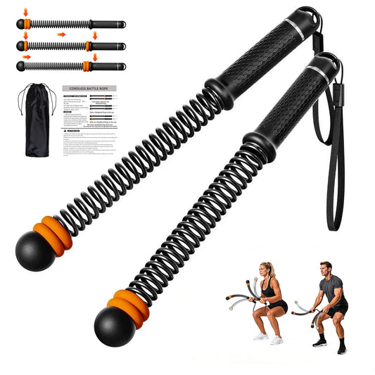 Hiaaop Adjustable Ropeless Battle Ropes, Portable Cordless Battle Ropes for Home Gym, Workout Equipment Exercise Rope for Low-Impact Workout, Strength & HIIT, for Men & Women (Black)