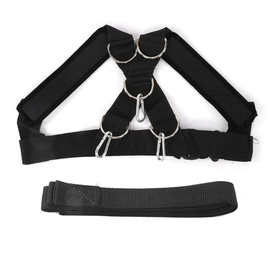Weight Bearing Shoulder Strap, Nylon Resistances Strength Training Shoulder Bands Pulling Sled Harness Vest Bands with Pulling Strap for Football Workout (Black)