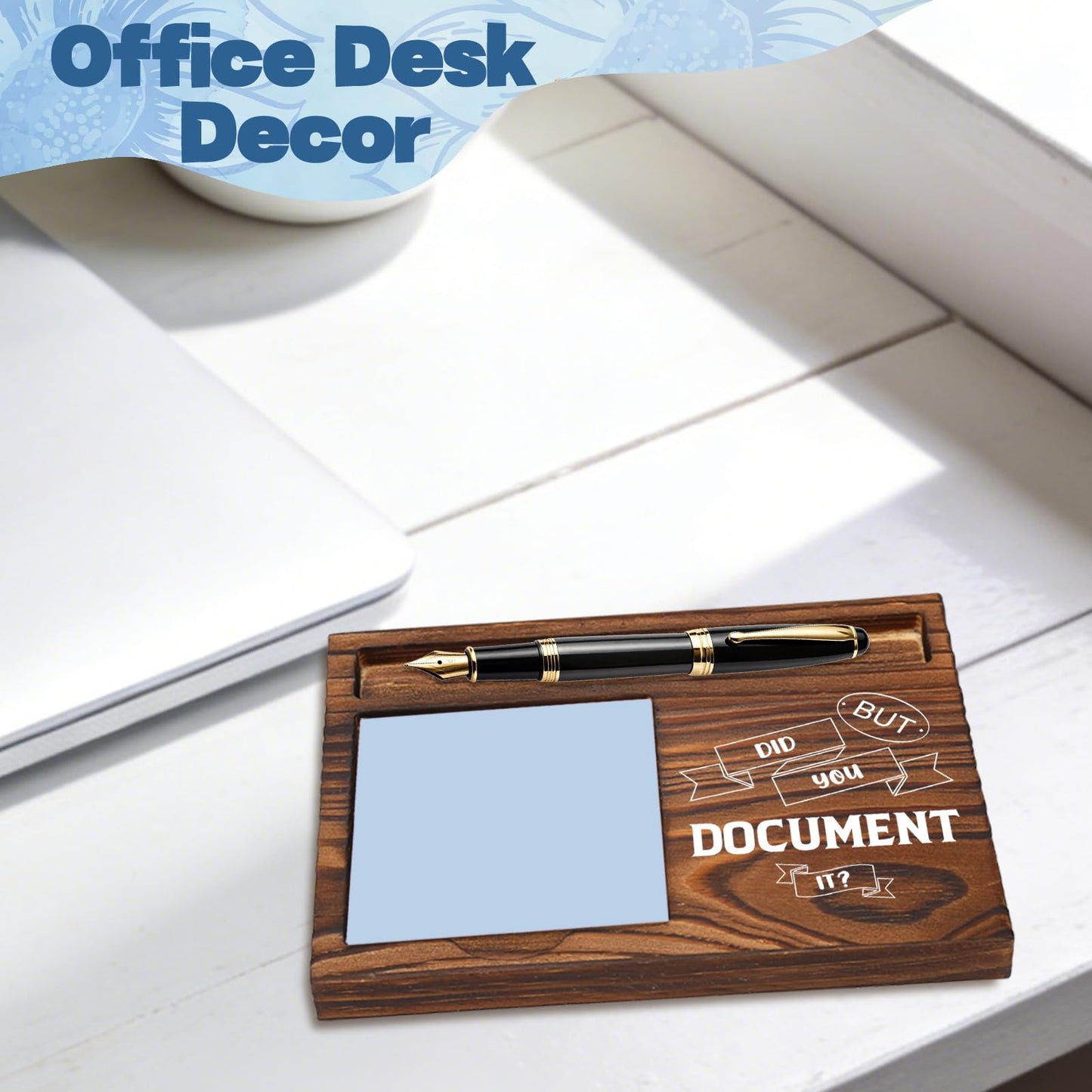 FOUGSTA Funny Office Gifts for Accountant, Gag Office Gifts for Accountant, Gag Desk Decor Gift for Coworker,Wooden Notepad Pen Holder With Funny Quotes,16.5 x 12 x 1.5 cm,XXN12