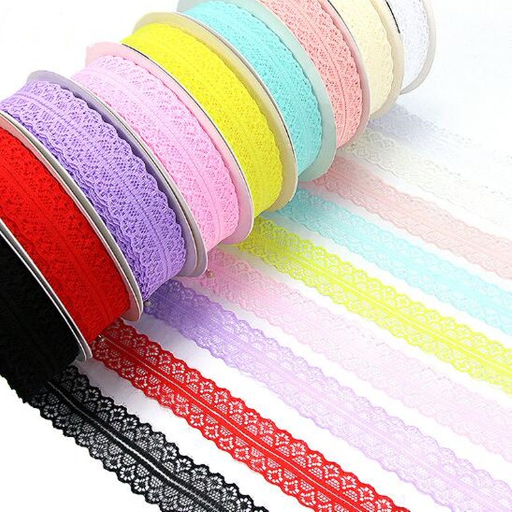 50 Yards Gems Patterned Lace Ribbon Roll Floral Lace Trim Webbing Fabric Embelishment 1 1/8 inch Width for Jewelry Making DIY Craft Gift Wrapping Wedding Party Favours (Burgundy)