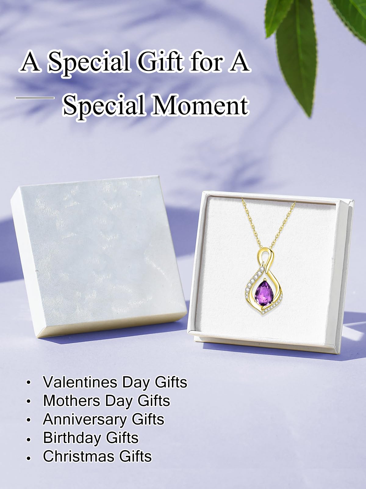 JIYVY32 Amethyst Infinity Necklace for Women February Birthstone Necklaces 14k Gold Plating Anniversary Birthday Gifts for Wife Her Mom Girlfriend Birthstone Jewelry Gifts for Women