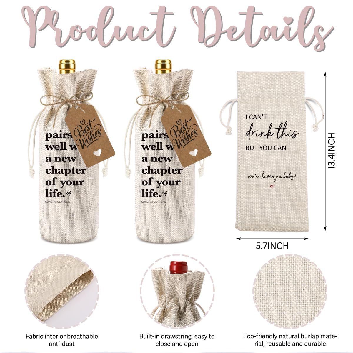 XFW 1 Pcs Funny New Chapter Wine Bag New Beginnings Gifts for Women Men Farewell Gifts for Friends Going Away Gifts for Coworkers Women Men Moving Away Gifts for Friends New Teacher Gifts