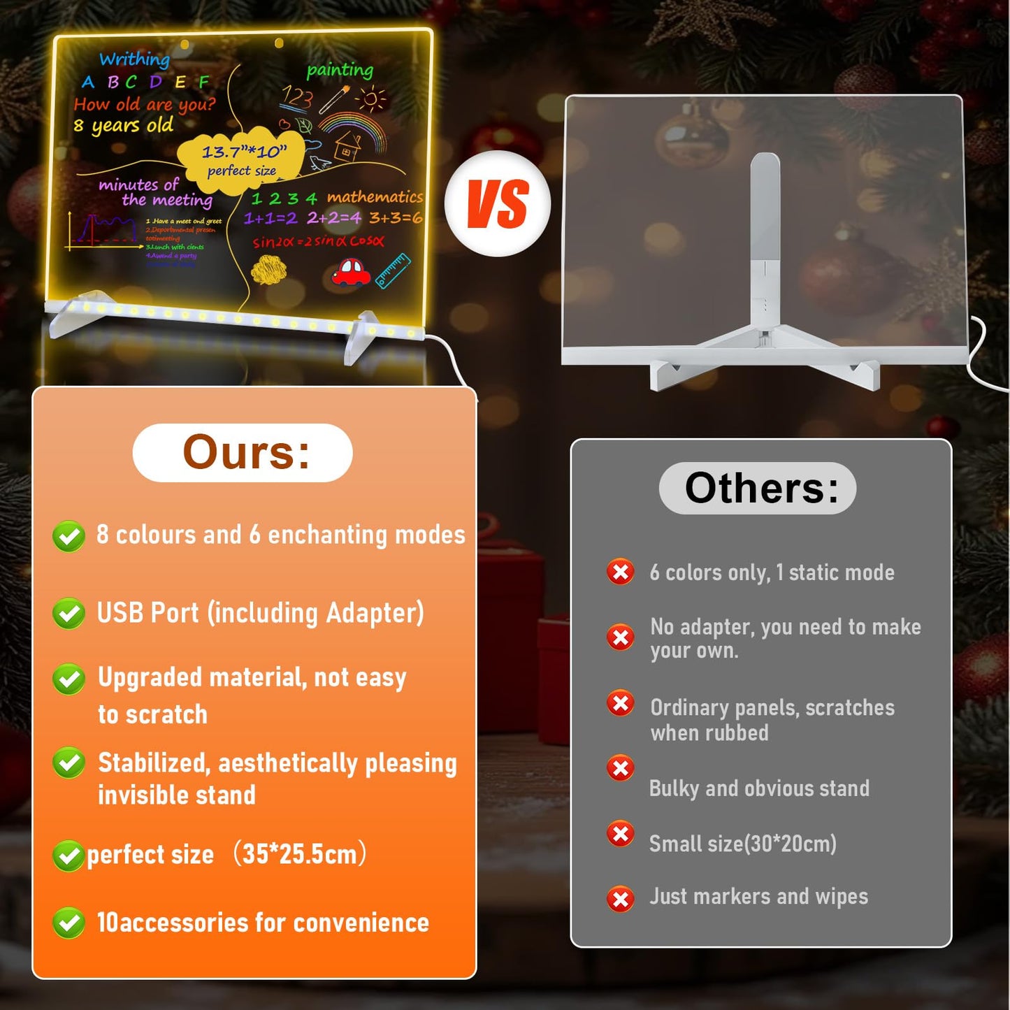 13.7" X10" Led Drawing Board for Kids with 13 Light Effects, Doodle Glow Drawing Board for Kids Gifts 8-12, Light Up Drawing Tablet Toy for Girls//Boys/Teens, Birthday Christmas Gift Ideas