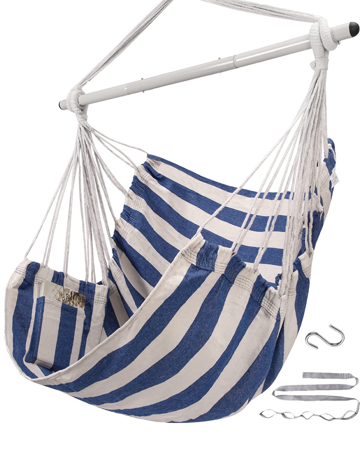 ADVOKAIR Hammock Chair Swing, Heavy-Duty Hanging Rope Swing Seat Supports 500 Lbs, Ideal for Outdoor Patio, Backyard, Porch, Deck & Indoor Bedroom Use
