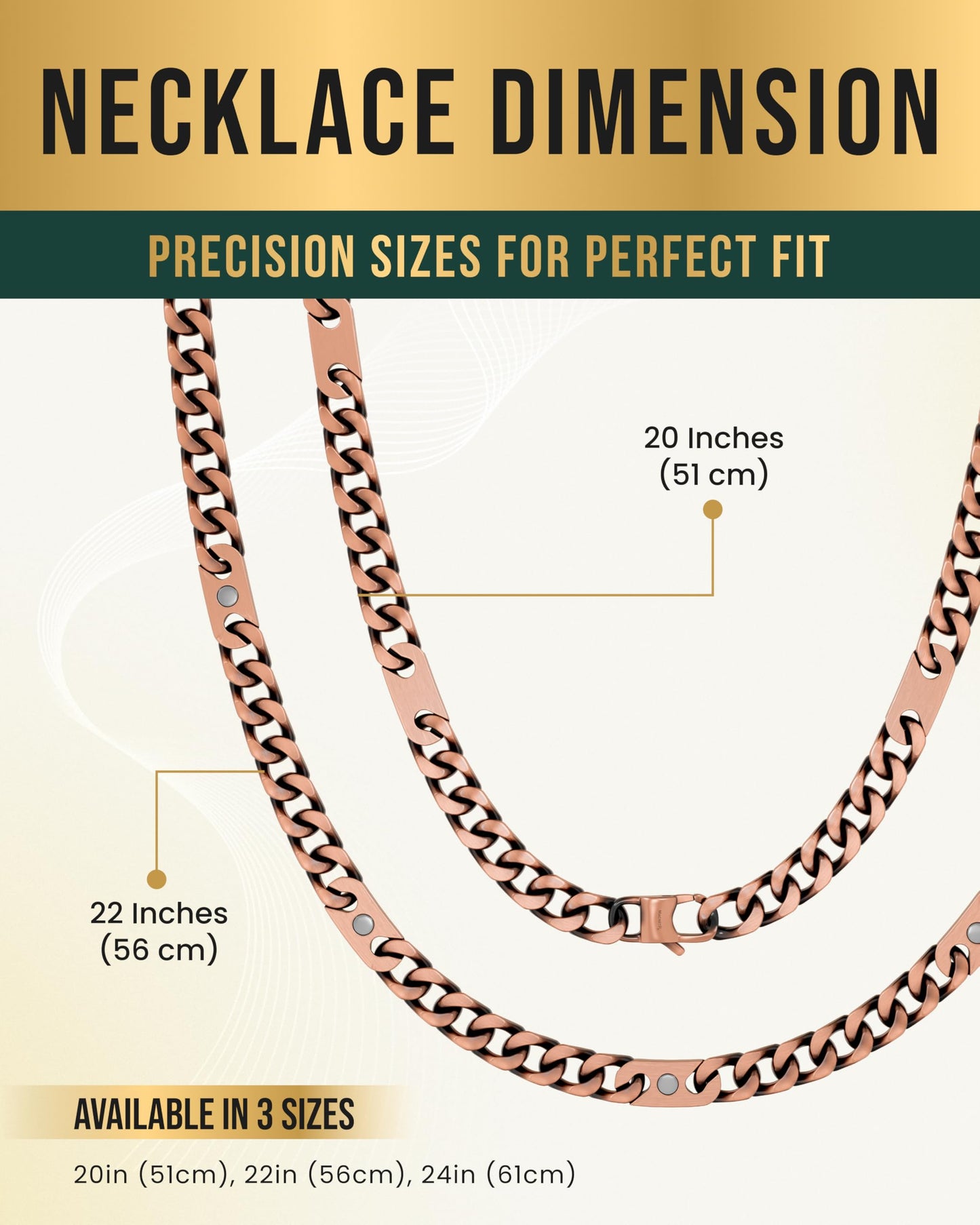 MagnetRX® Copper Magnetic Necklace - Effective Magnetic Necklace for Men and Women - 99.9% Pure Copper Necklaces Chain with Magnets (22.0 Inches)