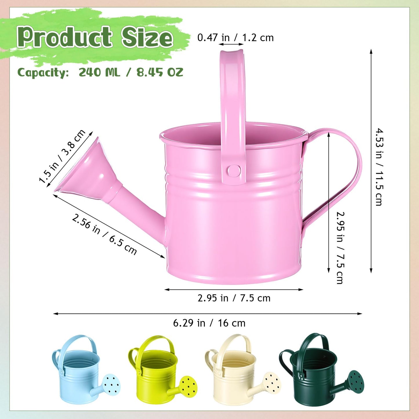DOITOOL Kids Metal Watering Can for Gardening, 5Pcs Small Iron Watering Can Garden Watering Bucket for Gardening Plants Flowers (Mixed Color)