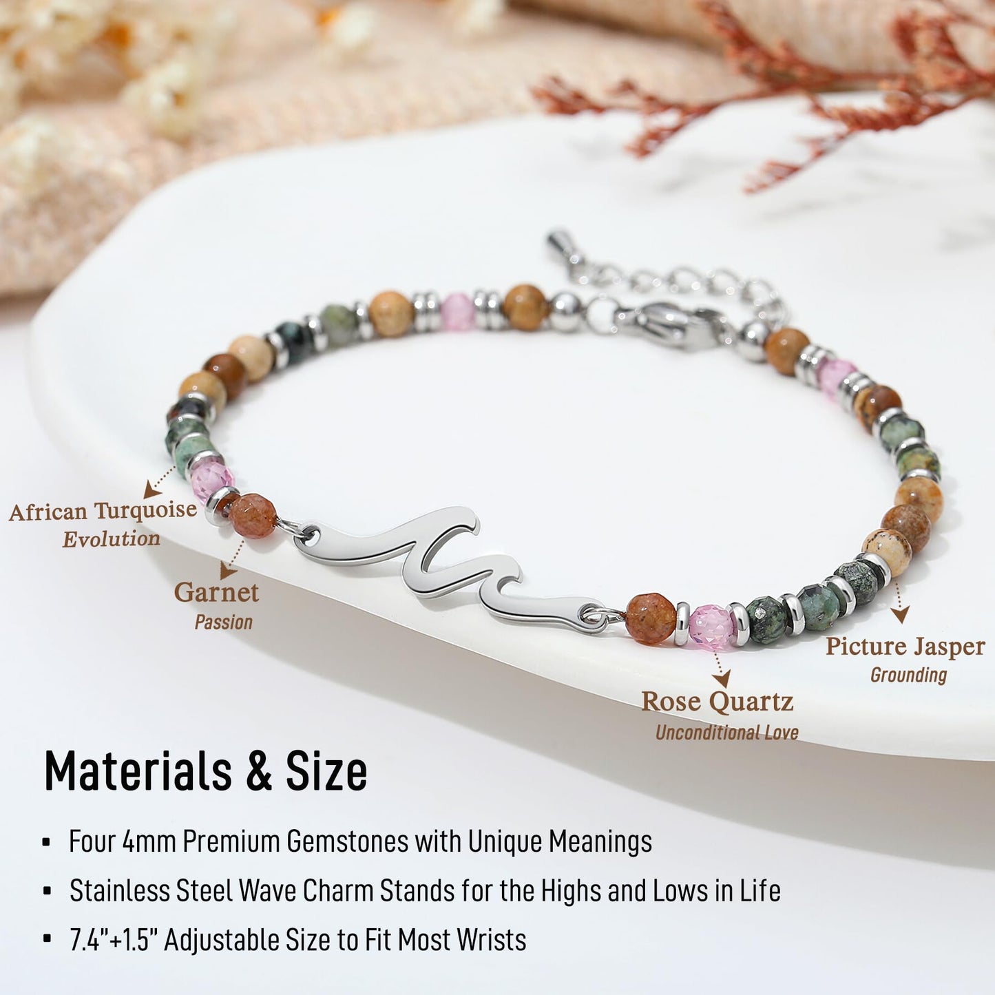 TONY & SANDY Sister Gifts, Graduation Her Mothers Day Gifts for Sister, Wave Bracelet for Women, Sisters Birthday Christmas Easter Unique Gift for Big Little Adult Soul Sisters Jewelry
