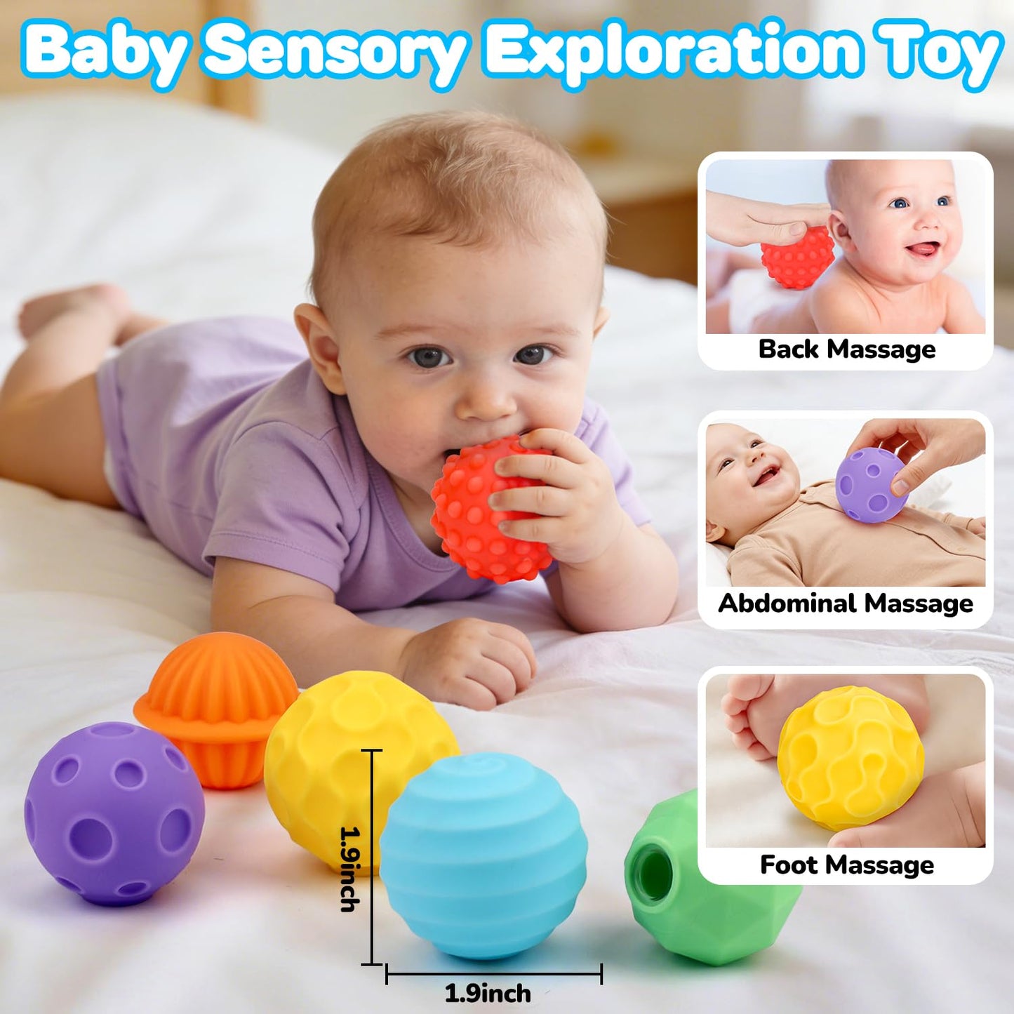 Baby Sensory Balls Toys 6-12 12-18 Months Toddlers 1-3, Infant Musical Light Up Learning 3-6 7 8 9 Months, Textured Soft Ball Sleep Tummy Time Motor Skills Montessori 1 2 3 Year Old Boy Girl Gift