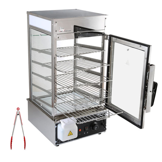 Chef Prosentials 5-Tier Electric Bun Steamer, Commercial Stainless Steel Food Warmer Display with Automatic Temperature Control, for Buns, Baozi, Siomai, Corn, Buffet, Kiosk, Restaurant