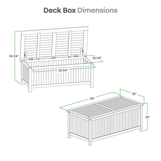 Cambridge Casual Arie 60-Inch Teak Outdoor Deck Box Storage Chest, Weather-Resistant Patio Organizer with Soft-Close Lid for Pool, Garden & Backyard