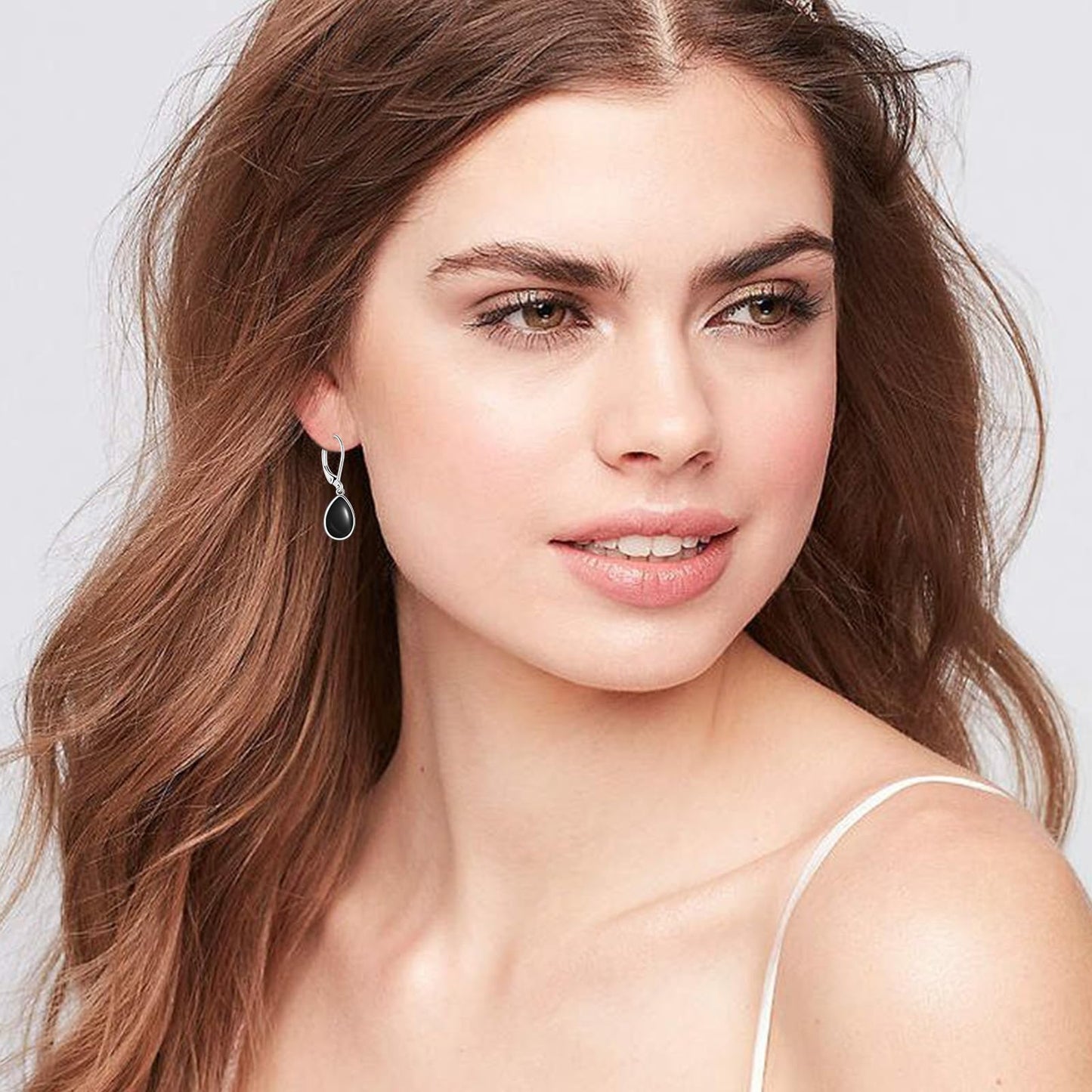 TALYKONG Black Onyx Earrings for Women Teardrop Leverback Dangle Earrings for Women (black onyx earrings)