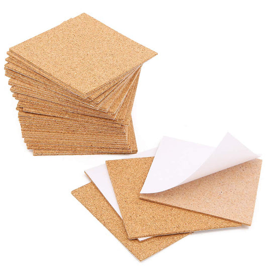 40 Pcs Square Self-Adhesive Cork Sheets,4"x 4" Cork Mats Backing Sheets Mini Wall Cork Tiles for Heat Resistant Coasters and DIY Crafts Supplies