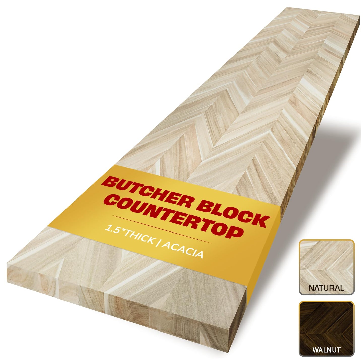 Howizz Chevron Butcher Block Countertop 72 x 25 x 1.5 Inches, Unfinished Acacia Solid Wood Table Top for Desk Top, Workbench Top