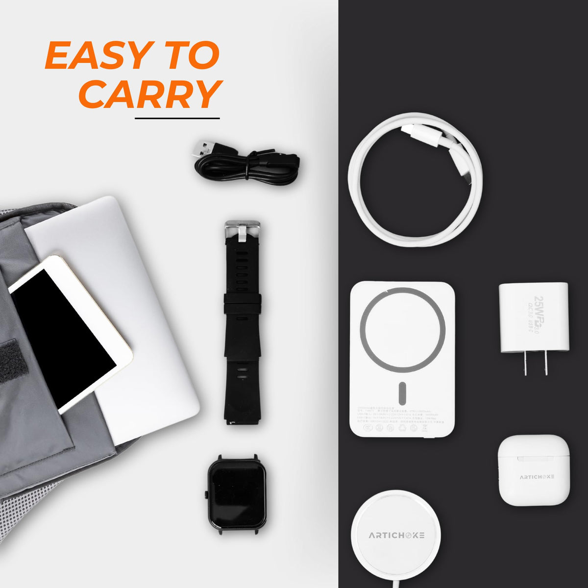 Artichoke 6 in 1 Accessories Gift Set Power Bank 5000 Smart Watch TWS Earphones Accessories Birthday Gifts Boyfriend Tech Gadgets Regalos para Hombre Travel Men Women Him Her