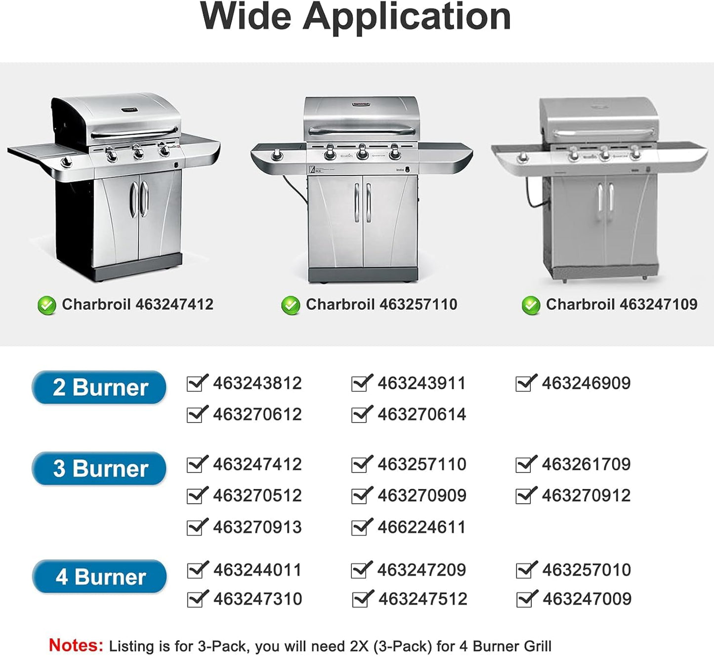 Criditpid Stainless Steel Grate & Emitter Plate, Burners & Ignitors, Heat Tents & Carryover Tubes Kit Replacement for Charbroil 463247412 463257110 463247009 463247109 463225312 463270909 Gas Grill.
