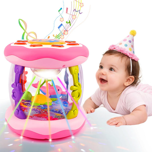 Baby Toys 0-6 Months, Newborn Aquarium Ocean Rotating Projector Music Light Up Toy, Tummy Time Infant Toys for 0-3 4 5 6 7 8 9 10 11 12 Months, Crawling Toys for 1 Year Old, Baby Birthday Shower Gifts