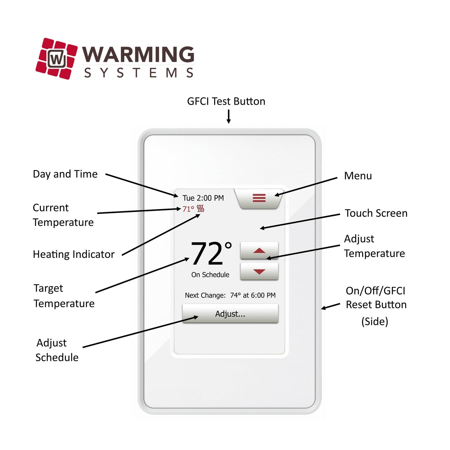 10 Sqft Warming Systems 120 V Electric Tile Radiant Floor Heating Mat with Touch Screen Programmable Thermostat