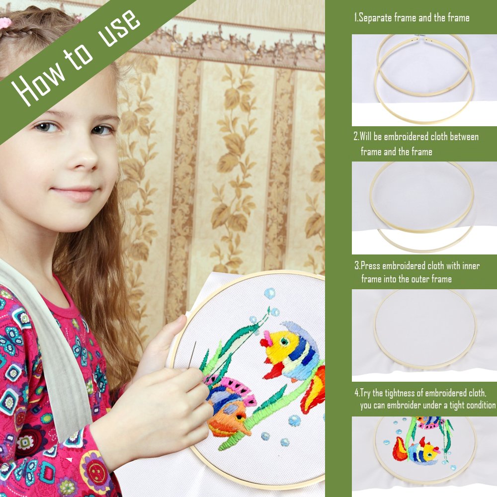 Caydo 3 Pack 12 Inch Wood Embroidery Hoop Circle Cross Stitch Hoop Ring for Art Craft Handy Sewing