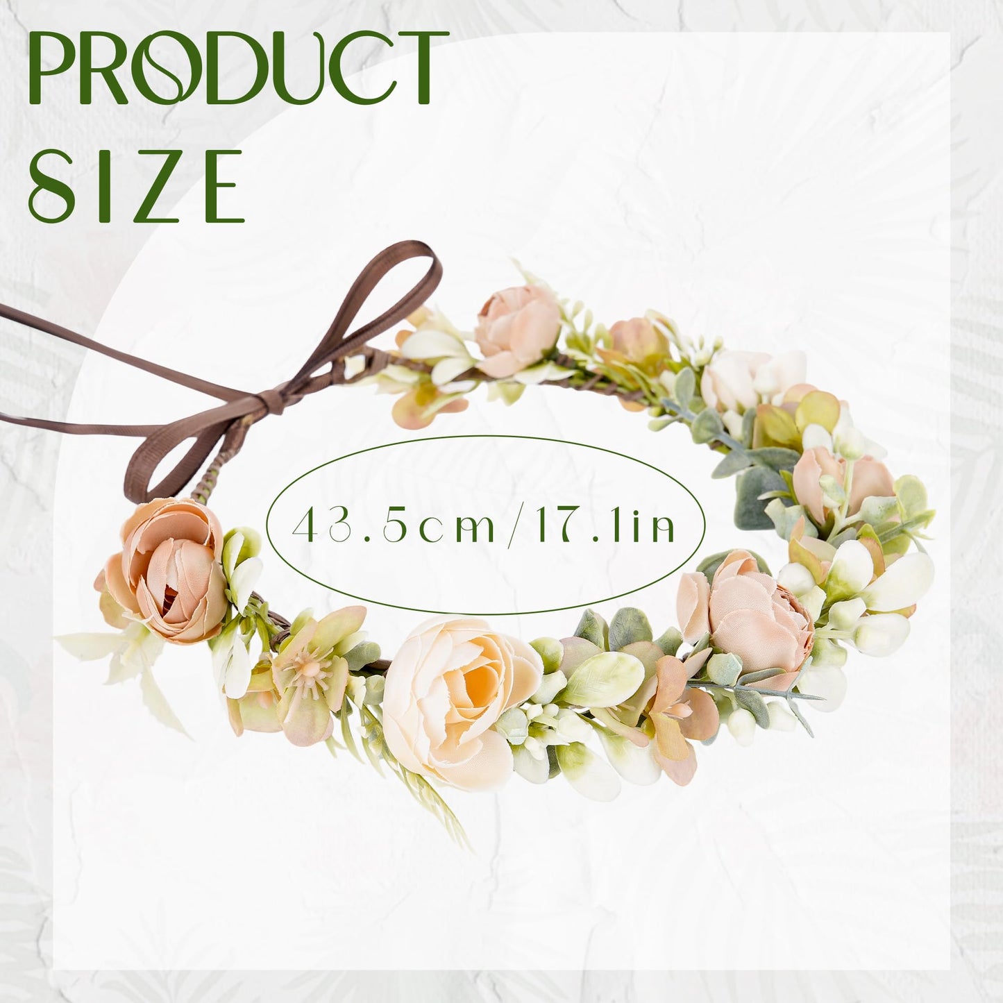 KorViSHOW Fairy Flower Crown Headbands - Handmade Bohemian Rose Floral Headpiece Renaissance Hair Accessories for Women Girls Weeding Birthday Festivals Party Headdress (Champagne)