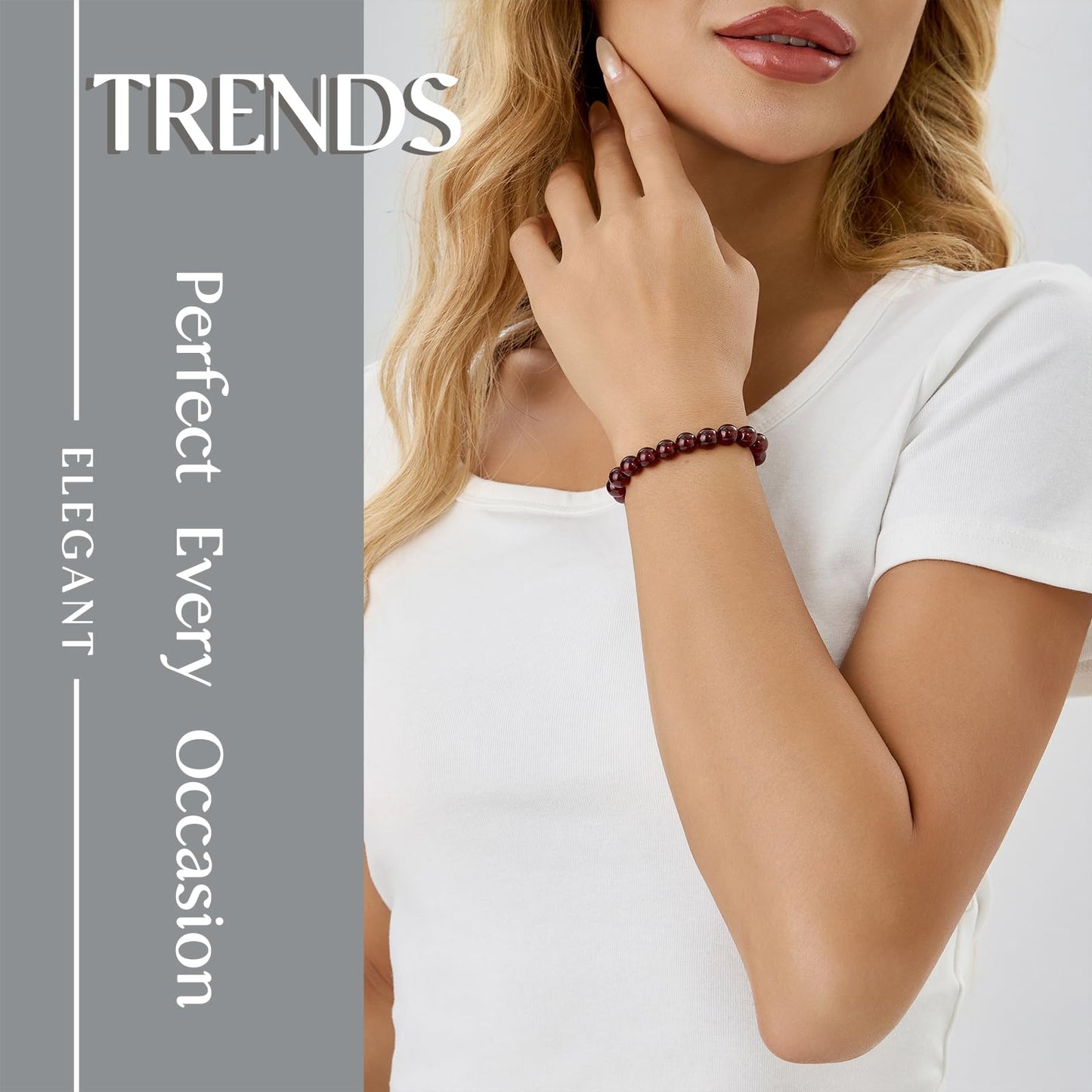 BaronCara Garnet Chakra Bracelet - Crystal Healing Bracelets for Women, Protection and Blessing Energy Bracelet, Elegant Gemstone Jewelry for Balance