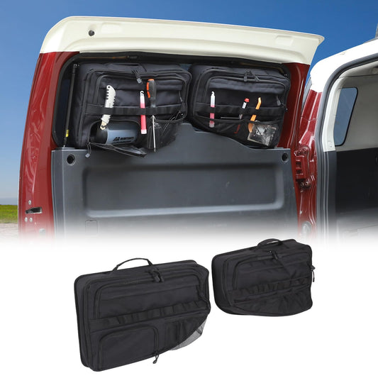 Fgtagtal Tailgate Storage Organizer Box Compatible with Toyot@ FJ Cruiser 2007-2021, Back Door Panel Storage Organizer Multi-Compartment Oxford Cloth Car Storage Bag Space Saving, 2PCS (Storage Bag)