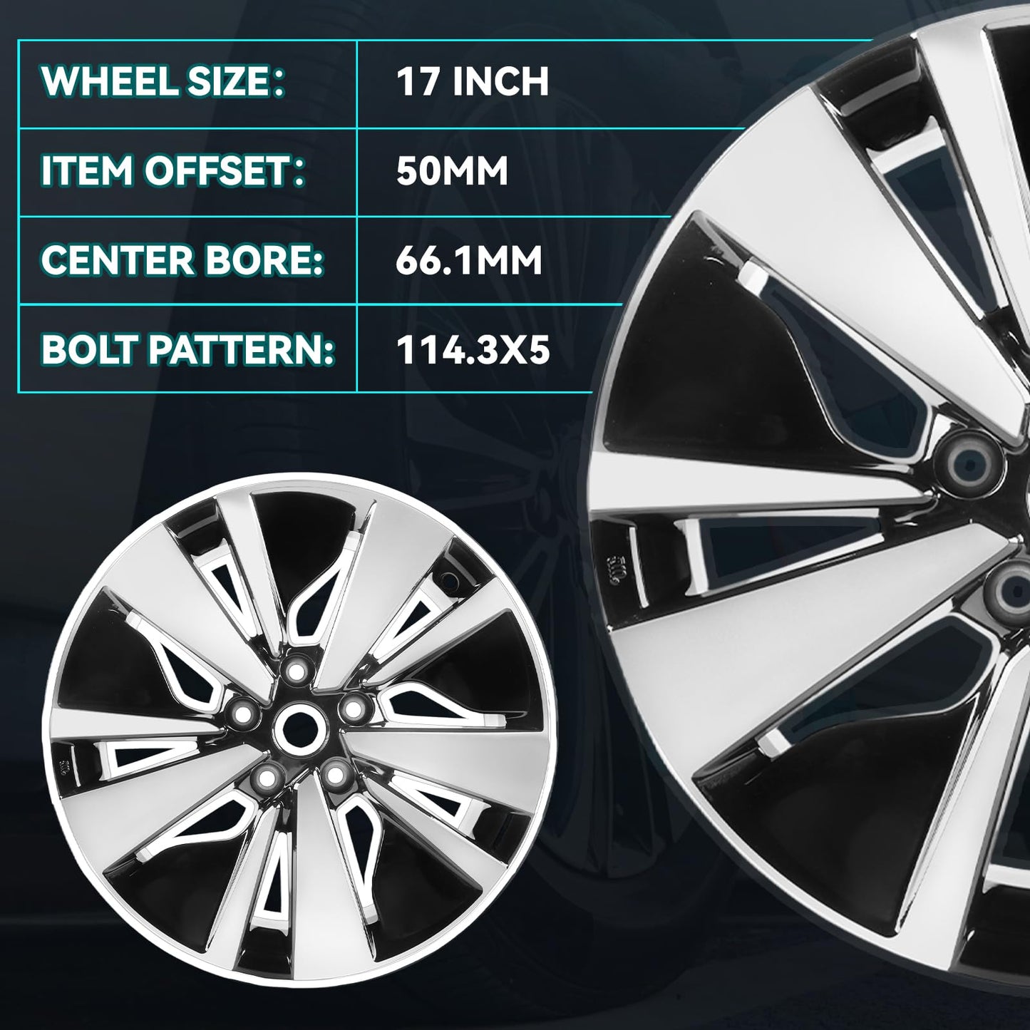 HOLUEKU 17x7.5 Inch New 17 Inch Premium Aluminum Alloy Wheel Rim Fits for 2019 2020 2021 2022 Nissan Altima SV SL, ALY62784U45N, OEM Design Replacement Rim