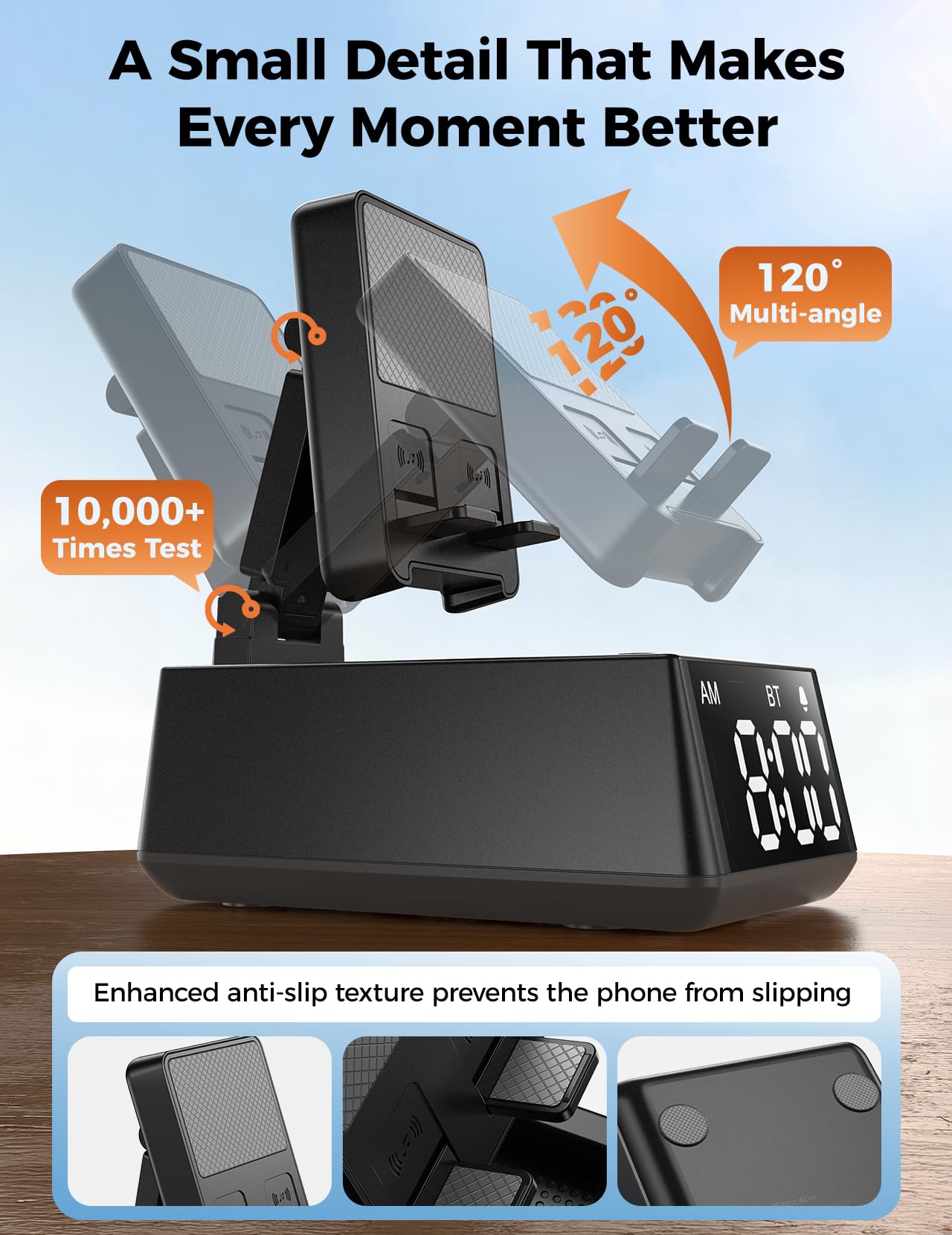 Bluetooth Speaker Birthday Gift for Men:Induction Cell Phone Stand HD Sound Gifts For Mother 2026 Teacher Appreciation,Anti-Slip Phone Holder Kitchen Gadget Women Mom Wife,Dad Husband Boyfriend(Black)