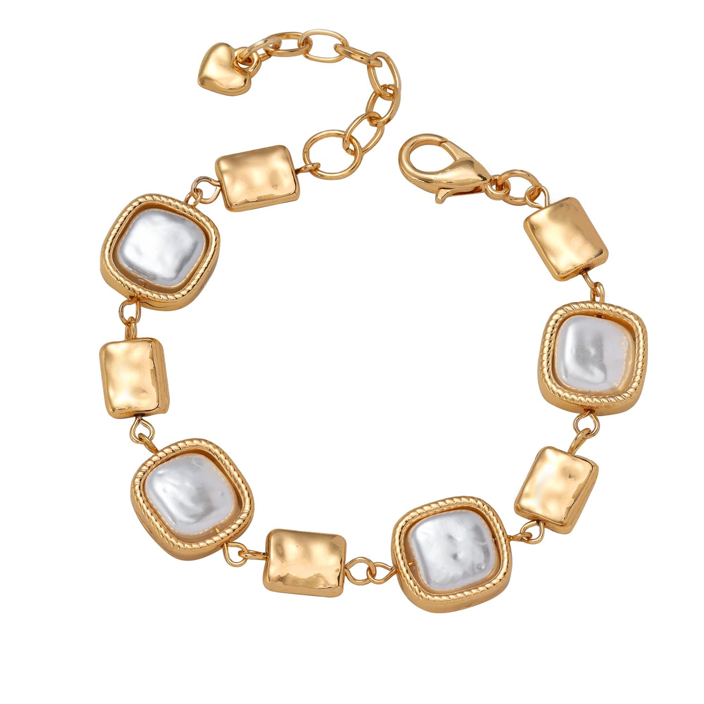 Ginyejly 14K Gold and Silver Plated Special Cain Link with Toggle Clasp Closure in Daily or Party for Women Fashion Jewelry Gifts (square&pearl)