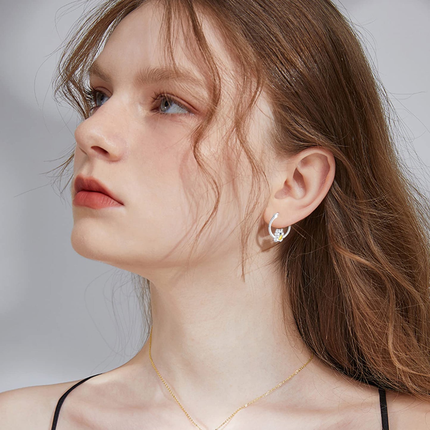 Hamster Hoop Earrings Sterling Silver Small Animal Guinea Huggie Hoop Earrings for Sensitive Ears Hamster Jewelry Gifts for Women