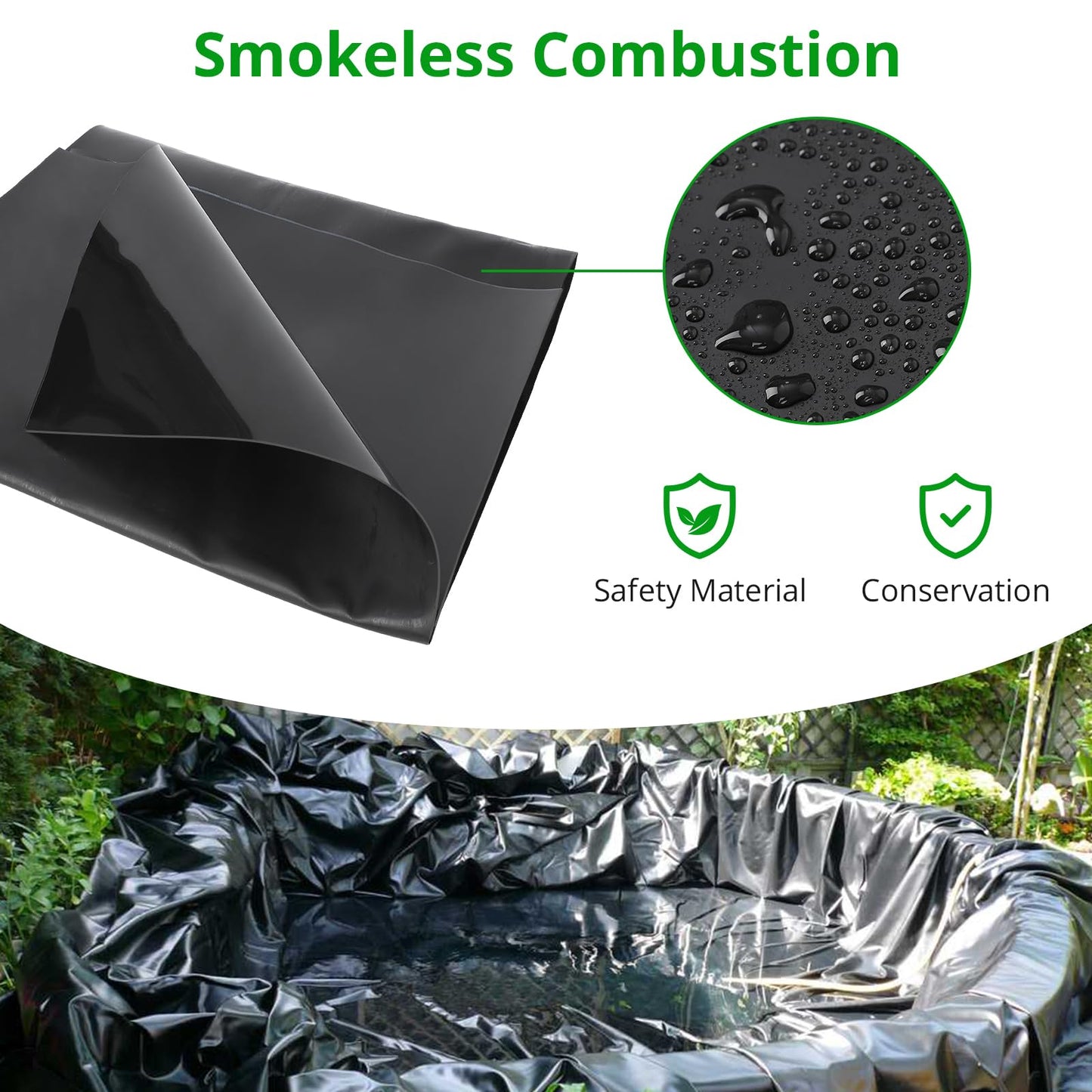 GarveeLife Pond Liners 12x15 ft - Safety Material, Easy Cutting, Versatile Applications, for Natural Outdoor Ponds, Waterfall, Fish, Koi Ponds, Water Garden