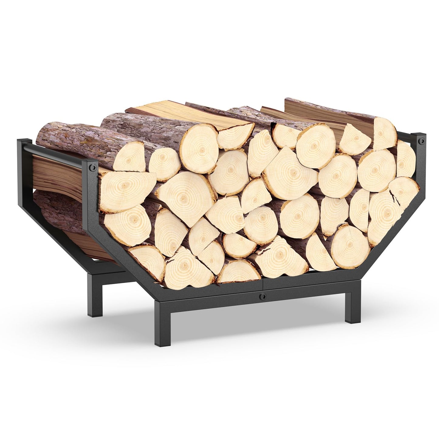 Peyulia Indoor Outdoor Firewood Rack,Rustproof Metal Fireplace Wood Rack,Curved Lagre-Capacity Firewood holder,Heavy Duty Log Rack,Black