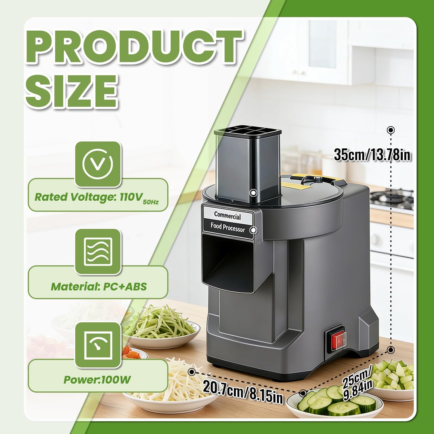5 in 1 Commercial Food Processor with 5 Blades, Electric Vegetable Chopper, Vegetable Dicer Fruit Slicer, Multifunctional Shredder Slicer Dicer Machine, for Potato Onion Carrot, 110V