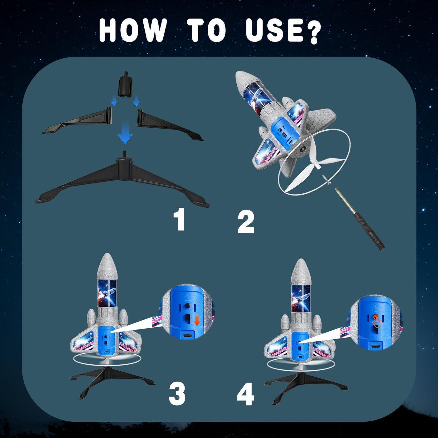 Rocket Launcher for Kids - 200 Ft of Flight Altitude, 2026 New Model Auto Electric Spinner Rocket Toys with Safe Parachute, Easter Birthday Gifts for Boys & Girls Age 6 7 9 10 11 12 8-13 Years Old