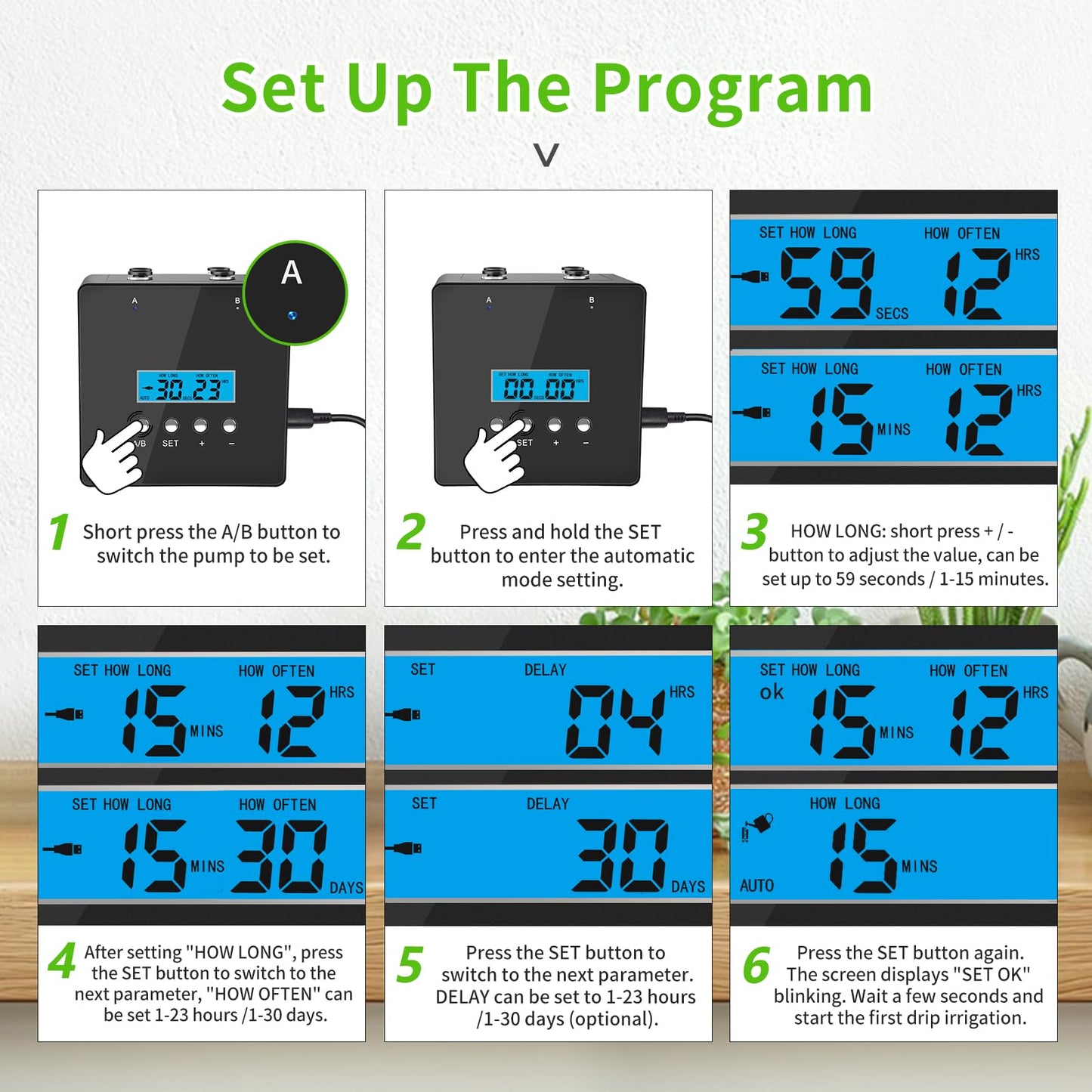 RUNWUSHENG Plant Watering Devices, 20 Potted Indoor Houseplants Support, Plant Watering Devices, Auto Drip Irrigation Kit Programmable Water Timer