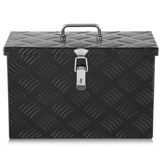 DNA MOTORING Truck Tool Box Lockable Storage Box, Aluminum Tool Box for Bed of Truck, w/Lock & Keys, 16" L X 7.5" W X 10" H Black, TBOX-T5-007-BK
