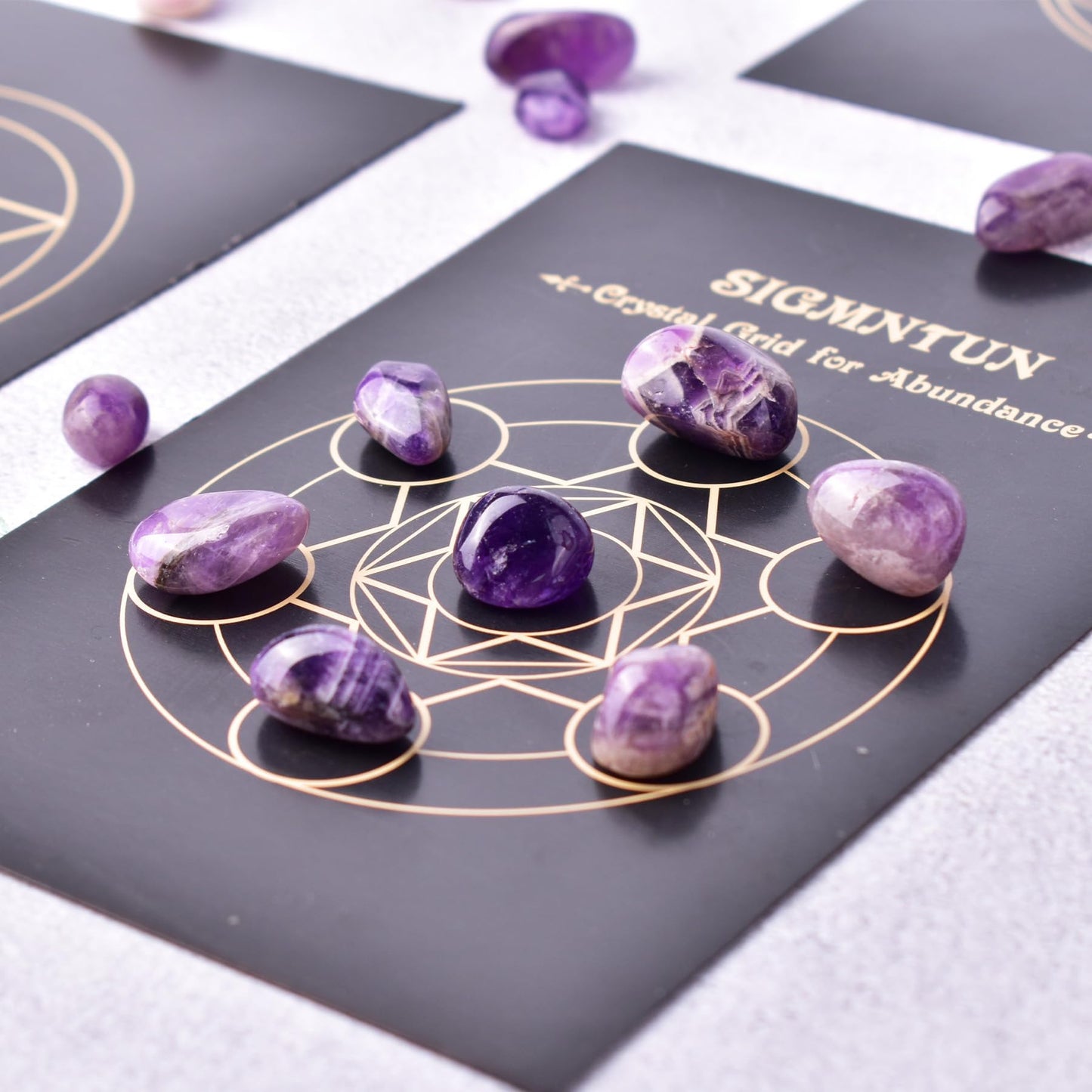 SigMntun Polished Amethyst Crystal Chips Set, 0.4", 128 Pcs - Handpicked Tumbled Stones and Crystals Bulk for Healing, Reiki, Meditation, Witchcraft and Home Decor