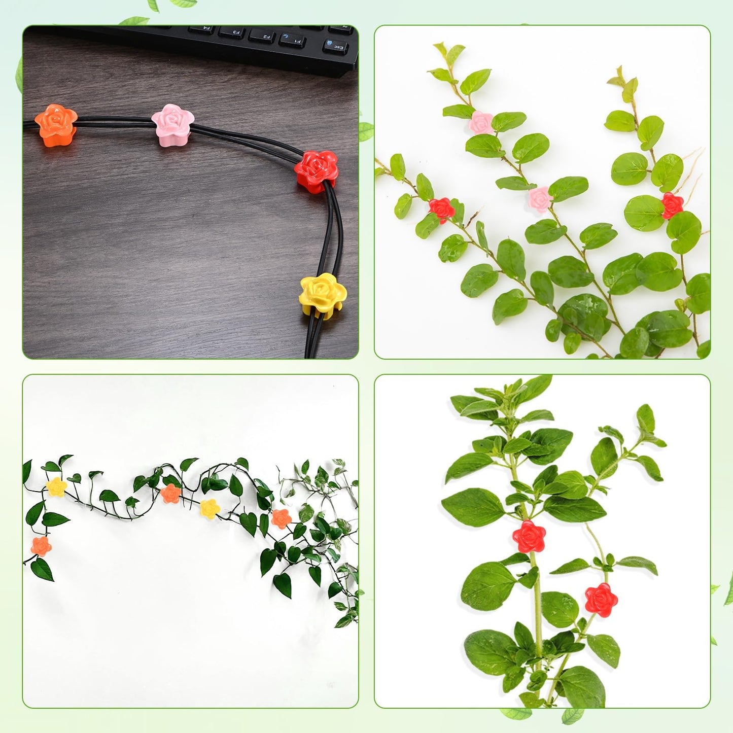 M METERXITY 100 Pack Plant Wall Clips, Self-Adhesive Plant Climbing Wall Clips Fixer with Acrylic Adhesive Sticker for Vine Support/Indoor/Outdoor Decor [Rose-Red]