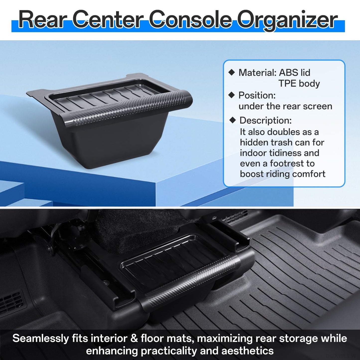 DGXWLLW 16PCS Organizer Tray Storage Box for Tesla Model Y Juniper 2025 2026 Premium Performance Accessories with Trunk Storage Bins Under Screen Tray Under Seat Box Trash Can Center Organizer Set