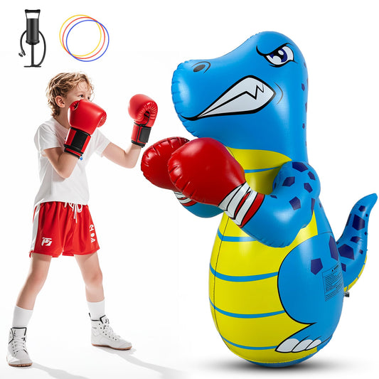 Kids Punching Bag with Air Pump, 50” Freestanding Inflatable Boxing Training Bag for Ages 3-8, Bounce Back Reflex Punching Bag for Fitness & Coordination