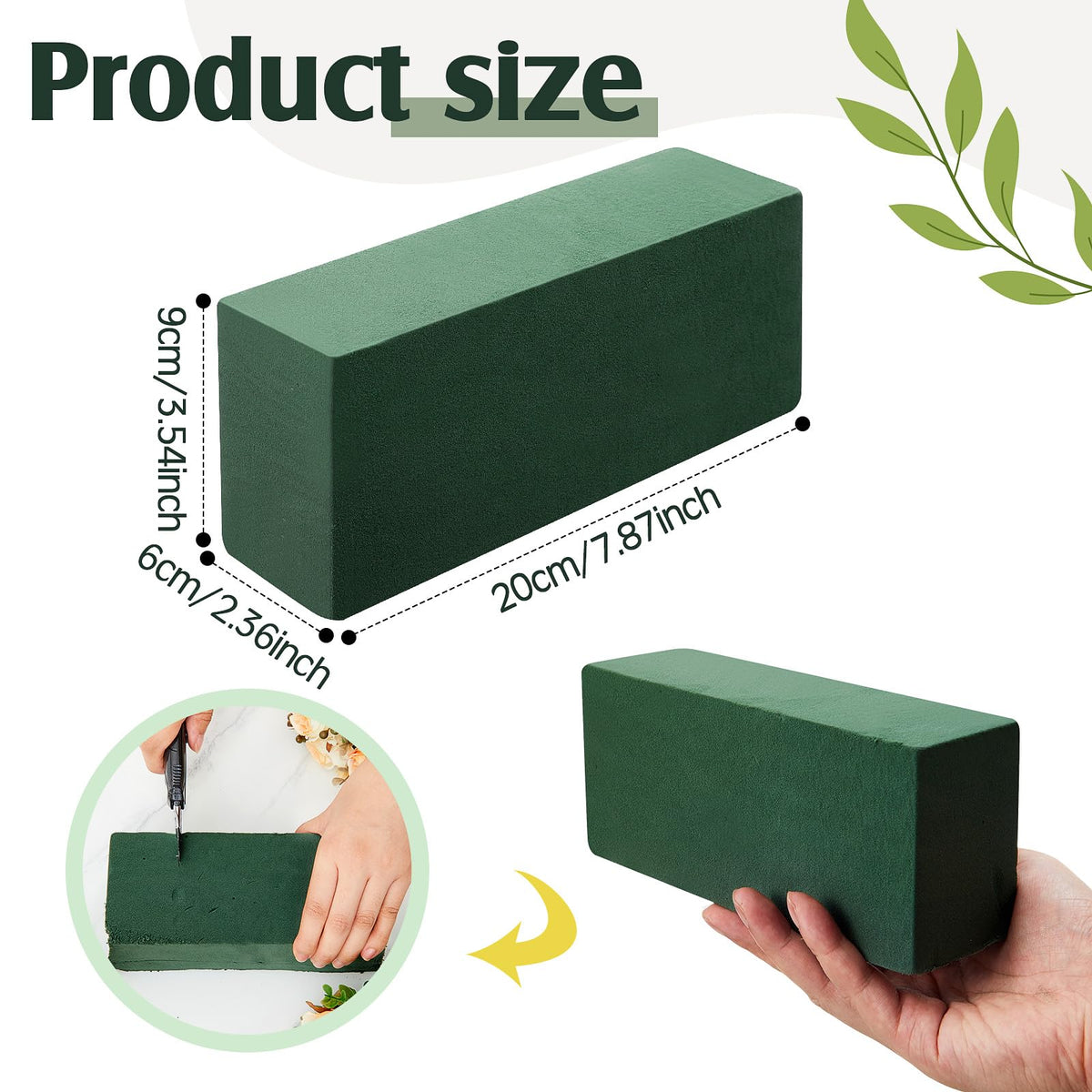 Jingmore 6 Pack Dry and Wet Floral Foam Blocks (7.8” L x 3.5” W x 2.4” H) and Chicken Wire for Flower Arrangements, 17.7 x 157 Inch Green Mesh for Wedding Birthday Decoration Garden Crafts