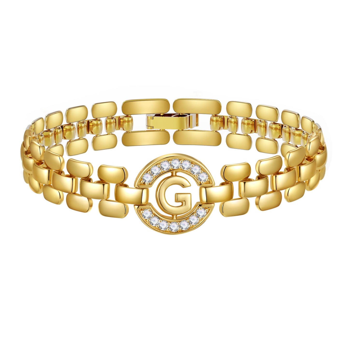 WEDDINEN Initial Bracelet,14K Gold Plated Letter Bracelets for Women, Thick Bangle Wrist Gold Alphabet Bracelet for Women, Christmas Gifts for Women Jewelry Initial K Charm Chain