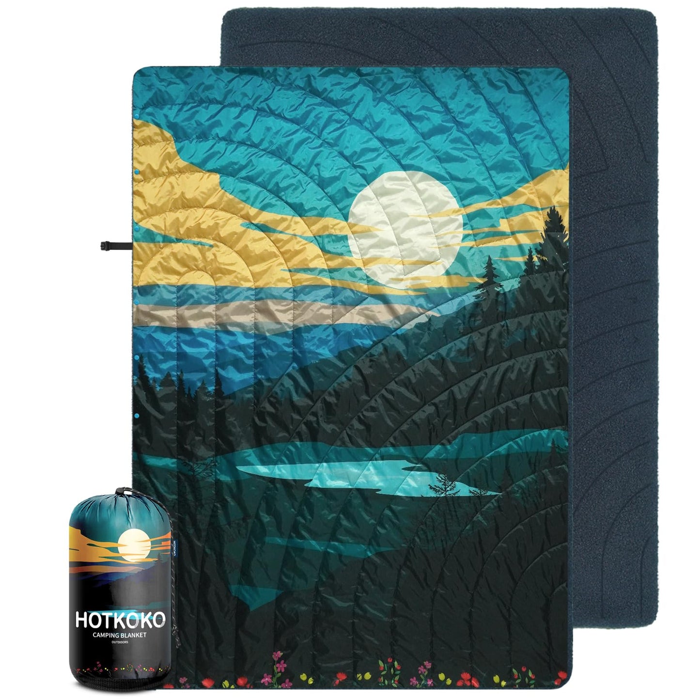 hotkoko Waterproof Stadium Blanket, Fleece Camping Blanket Wearable Soft Warm Camp Blanket for Outdoor Camping, Picnic, Stadium, Sports, Beach, Car