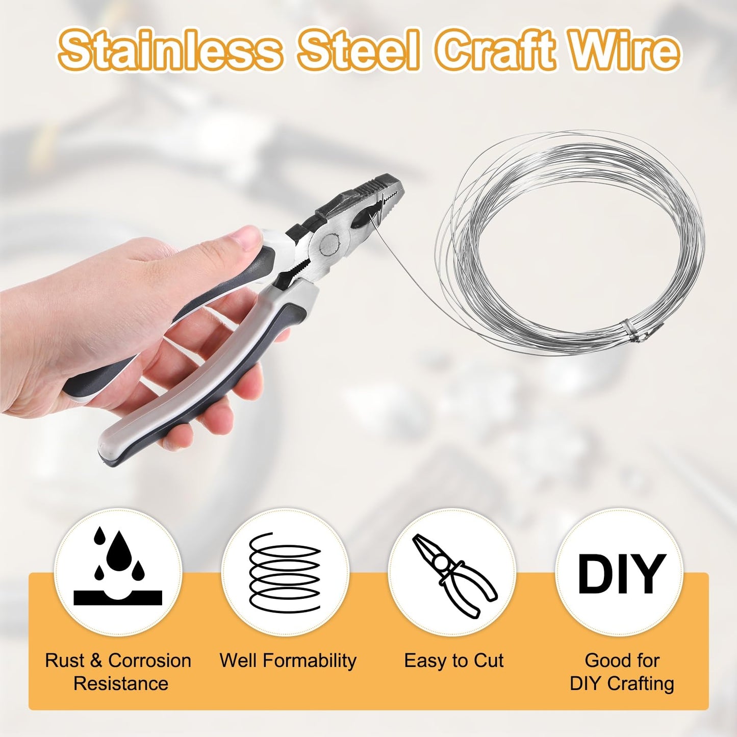M METERXITY 18 Gauge Stainless Steel Craft Wire, 1.0mm 131 ft Bendable Floral Snare Wire for Jewelry Making/Sculpting/Armature Crafting/Floral Bonsai/DIY Crafts