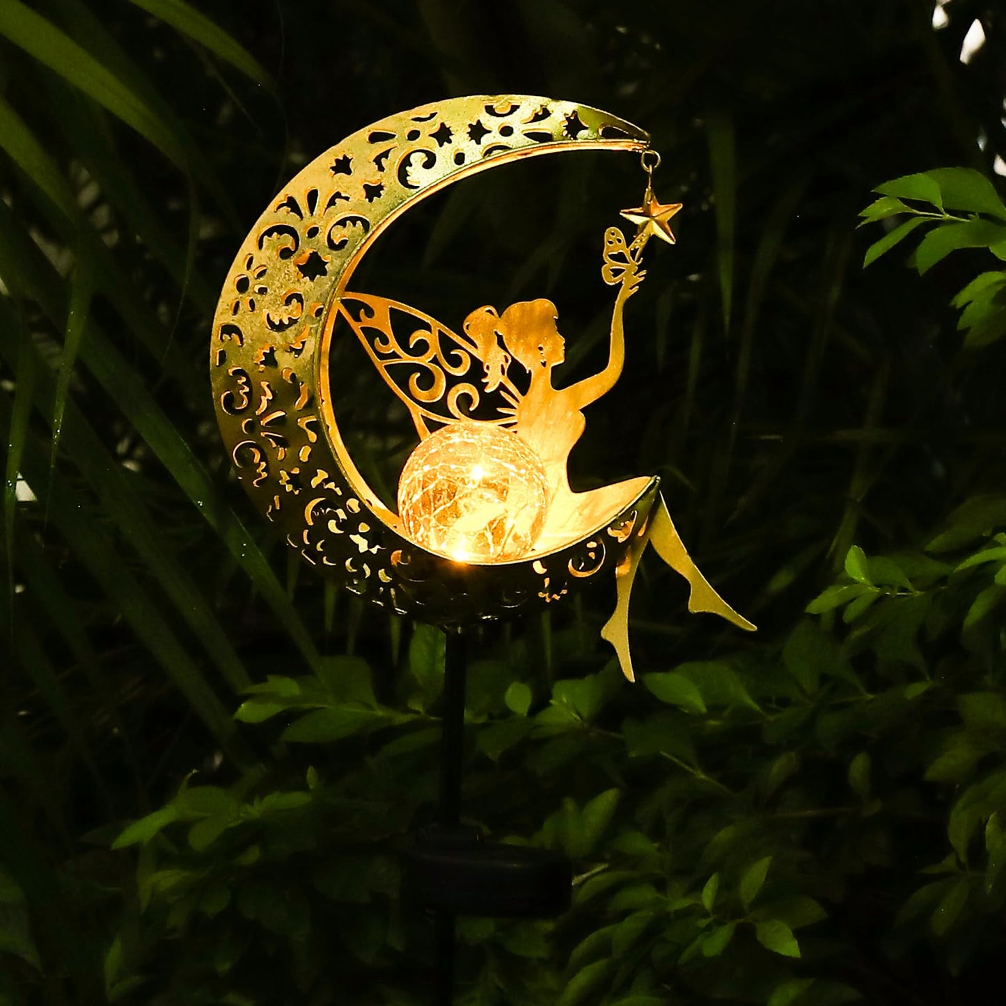 ZKLiLi Solar Lights Garden Decorations,Moon Fairy Light,Solar Statues Outdoor Decor,Warm LED Light for Pathway Lawn Patio Courtyard Gifts for Mom Grandma Women