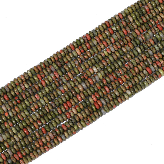 BEADIA Natural Unakite Disk Stone Beads 4x2mm 160pcs Rondelle Loose Semi Gemstone Beads for Jewelry Making Design
