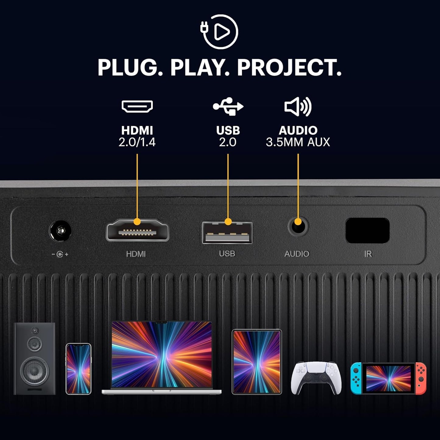 Kodak Flik X20 1080p Smart Projector, Google TV Dongle Built-In | 300 ANSI Lumens LED | Auto Focus & Keystone | HDMI & USB | Wi-Fi , Bluetooth 5.0 | HDR10, 4K Decode | Portable Home Theater (Black)